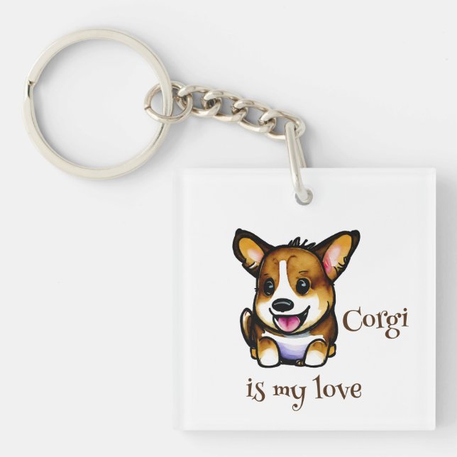 Cute Orange corgi for  a positive mood  Keychain (Front)