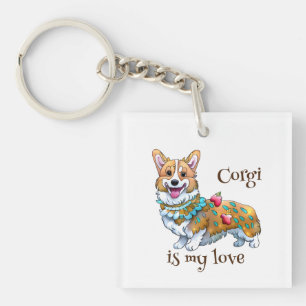 Cute Orange corgi for a positive mood Keychain