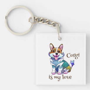 Cute Orange corgi for a positive mood Keychain