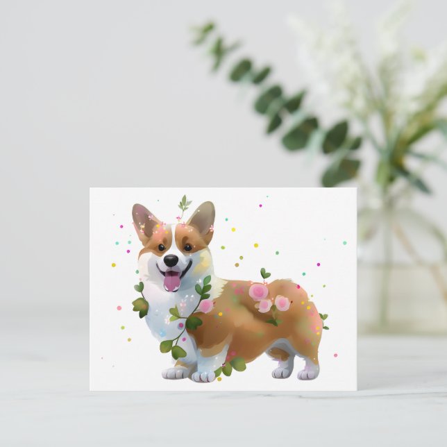 Cute Orange corgi for  a positive mood    Postcard (Standing Front)