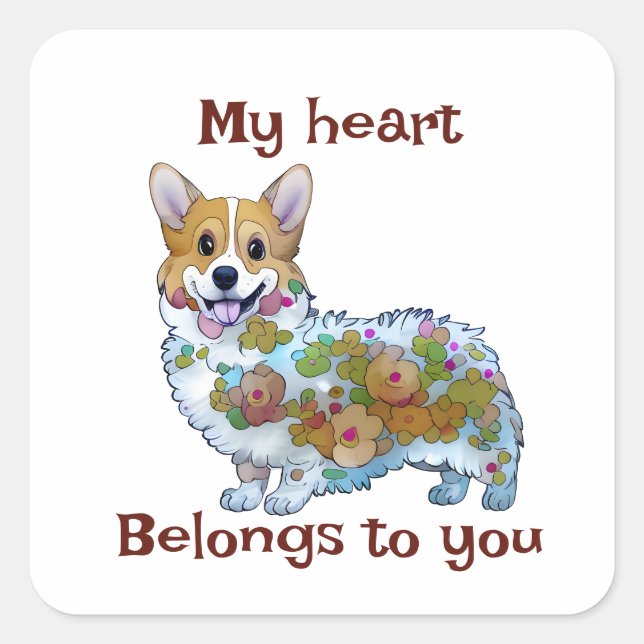 Cute Orange corgi for a positive mood Square Sticker (Front)