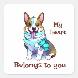 Cute Orange corgi for a positive mood Square Sticker