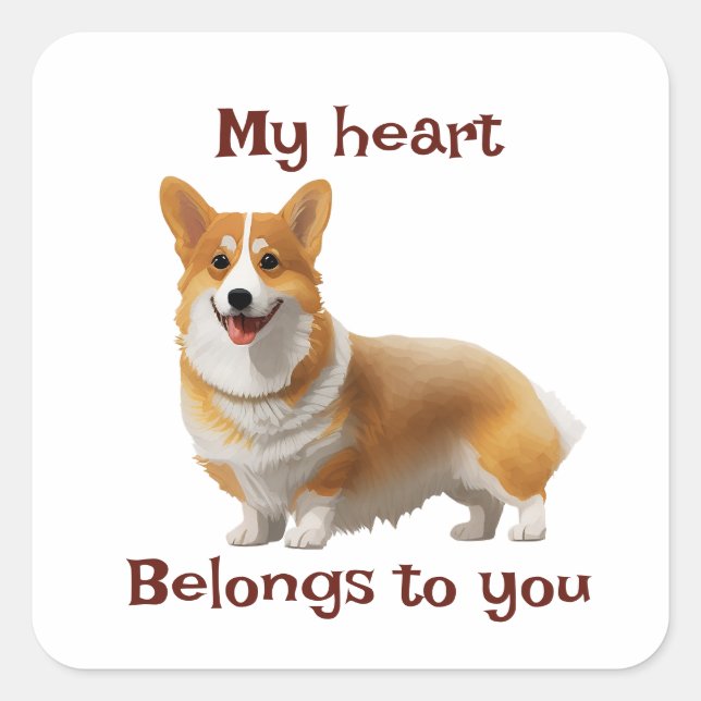 Cute Orange corgi for a positive mood Square Sticker (Front)