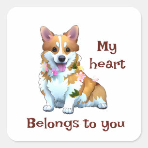 Cute Orange corgi for a positive mood Square Sticker