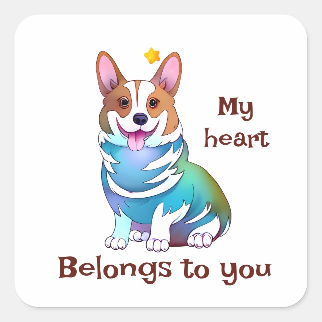 Cute Orange corgi for a positive mood Square Sticker (Front)