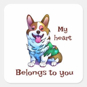 Cute Orange corgi for a positive mood Square Sticker