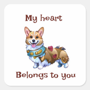 Cute Orange corgi for a positive mood Square Sticker