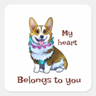 Cute Orange corgi for a positive mood Square Sticker