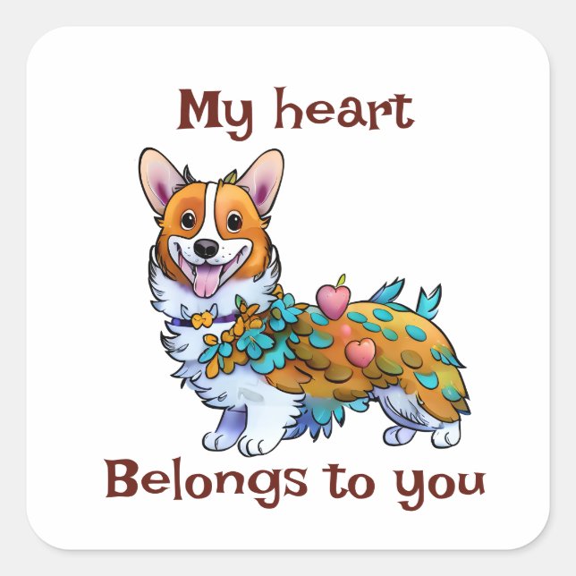 Cute Orange corgi for a positive mood Square Sticker (Front)