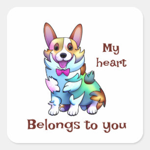 Cute Orange corgi for a positive mood Square Sticker