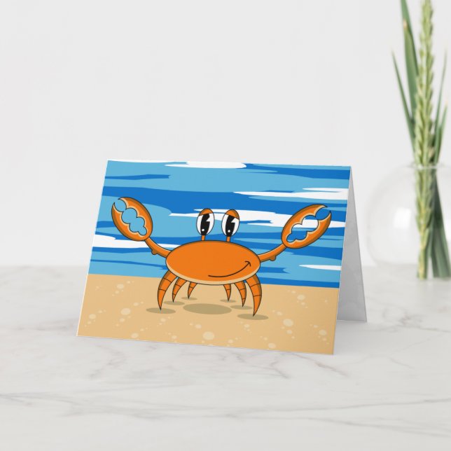 Cute Orange Crab Greeting Card (Front)