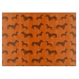 Cute orange dachshund pattern cutting board