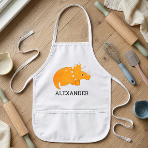 Cute Orange Dinosaur Personalized Kids Apron