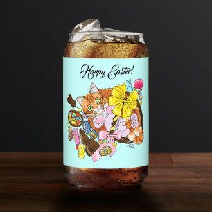 Cute Orange Easter Cat Can Glass