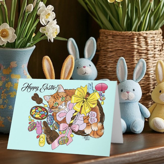 Cute Orange Easter Cat Card (Creator Uploaded)