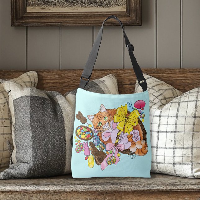 Cute Orange Easter Cat Crossbody Bag (Creator Uploaded)