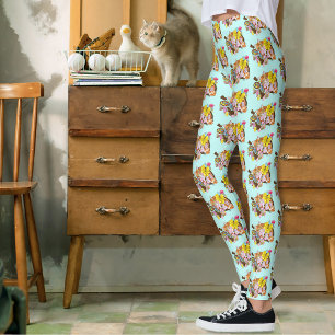 Cute Orange Easter Cat Leggings