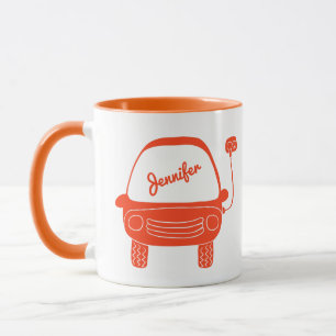 Cute Orange Electric Car Personalized Mug
