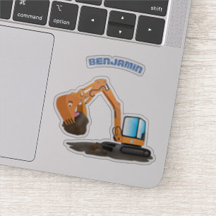 Cute orange excavator digger cartoon