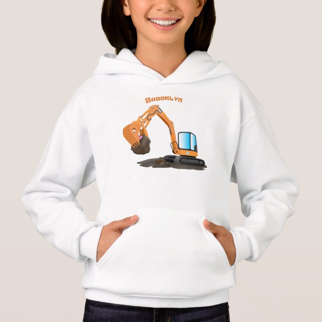 Cute orange excavator digger cartoon (Front)