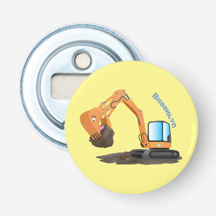 Cute orange excavator digger cartoon bottle opener