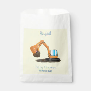 Cute orange excavator digger cartoon  favour bag