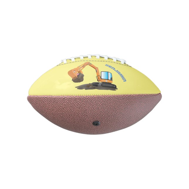 Cute orange excavator digger cartoon football (Rotated 270)