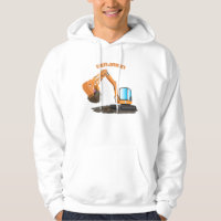 Cute orange excavator digger cartoon