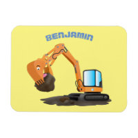 Cute orange excavator digger cartoon