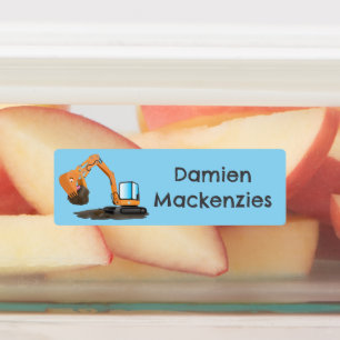 Cute orange excavator digger cartoon personalized