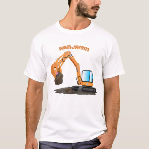 Cute orange excavator digger cartoon T-Shirt