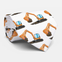 Cute orange excavator digger cartoon