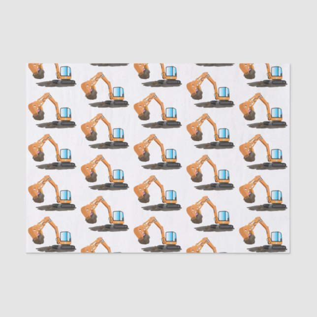 Cute orange excavator digger cartoon tissue paper (Front)