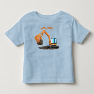 Cute orange excavator digger cartoon toddler t-shirt