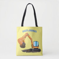 Cute orange excavator digger cartoon