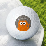 Cute Orange Fat Cat Orange Taupe and Name Golf Balls<br><div class="desc">A modern and simple kitty cat with trendy colors. You can add a name,  monogram or other custom text. If you need to move the art around,  click on the customize button to make changes.</div>