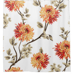 cute orange flowers with brown leaves pattern of w