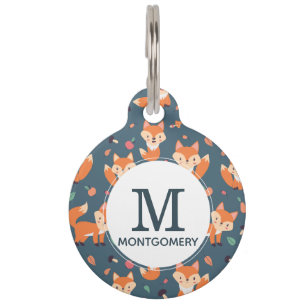 Cute Orange Fox Animal Pattern Pet Tag