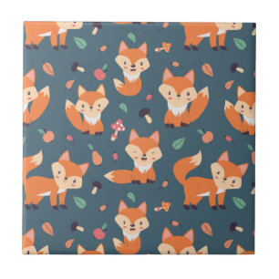 Cute Orange Fox Animal Pattern Tile