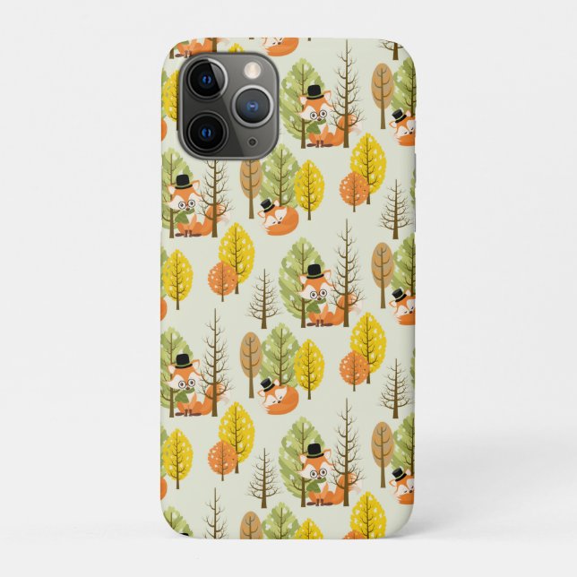 Cute Orange Fox Autumn Trees Forest Hipster Case-Mate iPhone Case (Back)