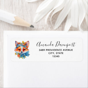 Cute Orange Fox avec Floral Crown Adresse