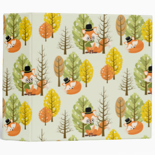 Cute Orange Fox Black Hat Nerd Hipster Glasses Fox Binder
