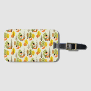 Cute Orange Fox Black Hat Nerd Hipster Glasses Fox Luggage Tag