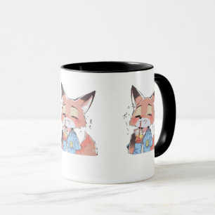Cute Orange Fox Drinking Juice Mug – Fun Animal Lo