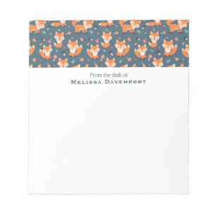 Cute Orange Fox Pattern Illustration Notepad