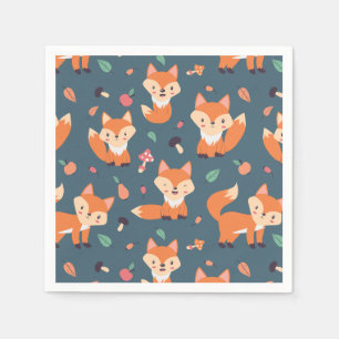 Cute Orange Fox Pattern Napkin