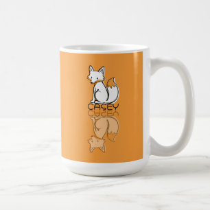 Cute Orange Fox Reflection Doodle Custom Name Coffee Mug