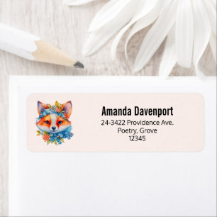 Cute Orange Fox with Floral Crown Address