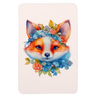 Cute Orange Fox with Floral Crown