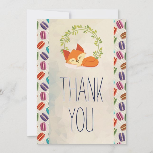 Cute Orange Fox with Wreath Thank You Card (Front)
